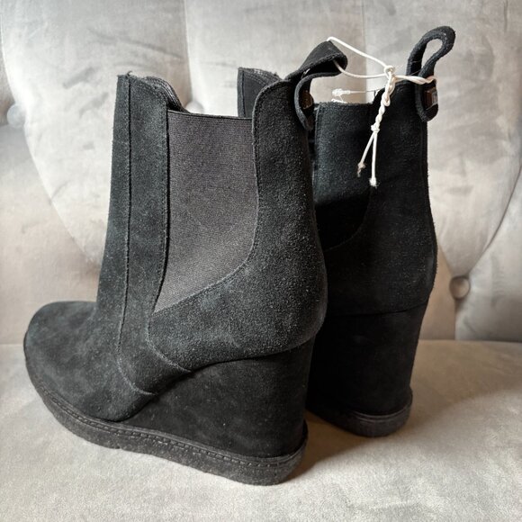 Vaneli Black Suede Leather Chelsea Wedge Boot Size 8 1/2 NEW - Picture 5 of 9